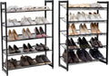 SONGMICS Raft de depozitare pantofi pe 5 niveluri, metal, rafturi plate sau unghiulare reglabile, 31x74x104cm, negru