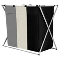 Cos de rufe cu 3 compartimente, cadru aluminiu, 60x40x68cm, 146 litri