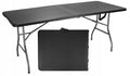 Set masa cu 2 banci pliabile tip valiza pentru gradina, camping sau evenimente, 180x70x74cm, negru