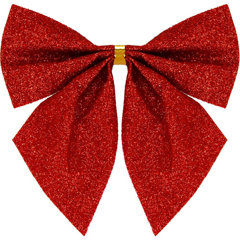 Set 3 ornamente pentru bradul de Craciun, fundita, 11cm, rosu