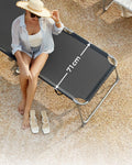 SONGMICS Sezlong pliabil, cu parasolar si tetiera, spatar reglabil in 4 pozitii, maxim 150kg, 200x71x38cm, gri