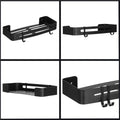 Raft de baie cu 2 agatatori, 2 sisteme instalare pe perete, aluminiu, 32x12x4cm, negru