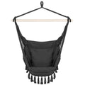 Hamac tip leagan suspendat pentru casa sau gradina, cu perne, 130x100cm, 150kg, gri inchis