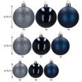 Set globuri de Craciun, 30 bucati, 3 modele, 4/5/6cm, albastru inchis