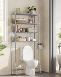 SONGMICS Raft de depozitare pentru baie, suprapunere peste masina spalat sau vas WC, 30x83x176 cm, argintiu