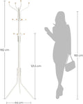 SONGMICS Cuier pentru haine cu 12 carlige pe 3 nivele, metalic, inaltime 182 cm, alb crem