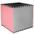 Covor din spuma pentru copii, tip puzzle forme, 27 piese, termoizolant, 179×179 cm, gri roz