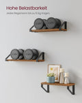 VASAGLE Raft de perete, set 3 bucati 30cm, 35cm si 40cm, 2 moduri de montare, maro rustic si negru