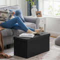 SONGMICS Taburet pliabil cu sezut moale, spatiu de depozitare 80litri, maxim 300kg, 76x38x38cm, negru