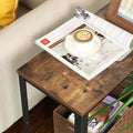 VASAGLE Masa de cafea laterala, cu 2 nivele, cadru din otel, 60x30x60cm, maro rustic