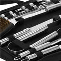Set accesorii pentru gratar din inox, 20 de piese inclusiv perie, husa transport