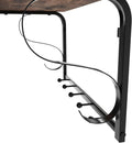 VASAGLE Cuier de perete cu raft de depozitare si sina, 5 carlige, 30x60x32 cm, maro rustic