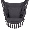 Hamac tip leagan suspendat pentru casa sau gradina HM45, gri inchis cu perne, 130x100cm, 150kg