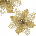 Set 10 ornamente pentru bradul de Craciun, stea Poinsettia, 16cm, galben auriu