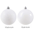 Set globuri de Craciun, 20 bucati, 6cm, alb perlat