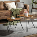 VASAGLE Set de 2 mese de cafea, stil industrial, 60x38x48cm si 52x32x43cm, maro rustic si negru
