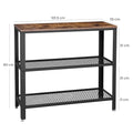 VASAGLE Masa de intrare, cadru metalic cu 3 polite din MDF, 35x102x80cm, maro rustic si negru