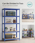 SONGMICS Raft de depozitare metalic, cu rafturi din PAL, 5 polite, max. 600 kg, 200x100x50cm, albastru