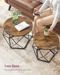 VASAGLE Set de 2 mese de cafea, stil industrial, 50x40cm si 40x36cm, maro rustic si negru