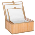 Set 3 cutii organizatoare din bambus, cu capac, diverse dimensiuni, maro