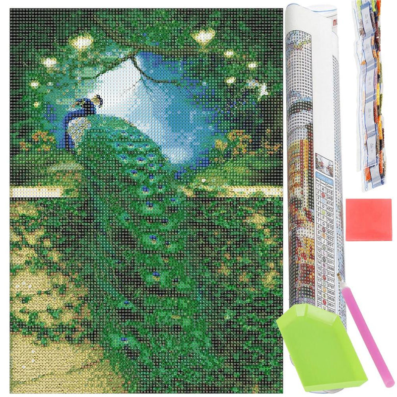Set de broderie cu diamante 5D, 30x40cm, model Paun