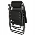 Sezlong scaun pliant plaja sau gradina, Siesta, gravitatie zero, cu tetiera, 175x67x110 cm, negru