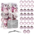Set globuri de Craciun, 30 bucati, 3 modele, 3cm, roz