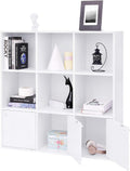 VASAGLE Biblioteca din lemn, cu 9 cuburi, 3 dulapuri inferioare, 98x98x29cm, alb