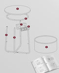VASAGLE Masuta de cafea rotunda cu cos de stofa, statie de incarcare 2 prize si 2 USB, 45x50cm, gri argintiu