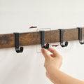 VASAGLE Raft de perete tip cuier, 10 carlige detasabile, sina pentru haine, 30x65x42cm, maro rustic si negru