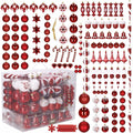 Set globuri si decoratiuni de Craciun, 153 piese, diverse dimensiuni, rosu