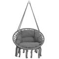 Scaun rotund Sersimo tip leagan suspendat cu perna Confort Plus casa sau gradina, gri inchis