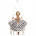 Scaun rotund Sersimo tip leagan suspendat cu perna Confort Plus casa sau gradina, bej