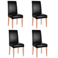 Set 4 huse universale pentru scaun, marime universala, poliester si spandex, 45 x 60 cm, imiatie piele negru