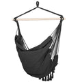 Hamac tip leagan suspendat pentru casa sau gradina, cu perne, 130x100cm, 150kg, gri inchis