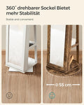 SONGMICS Oglinda de podea cu suport rotativ la 360°, cu spatiu de depozitare, 55x55x161cm, maro rustic