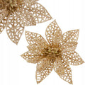 Set 10 ornamente pentru bradul de Craciun, stea Poinsettia, 14cm, auriu