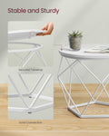 VASAGLE Set de 2 mese de cafea rotunde, cadru otel si blat detasabil, 40cm si 50cm, alb