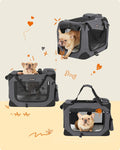 FEANDREA Geanta transport animale de companie, pliabila, din material textil, marime M, 60x42x42cm, gri