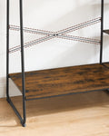 VASAGLE Raft pentru haine cu suport pentru pantofi, 5 polite, 6 carlige laterale, 45x120x160cm, maro rustic si negru