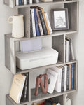 VASAGLE Biblioteca, raft cu 6 unitati de depozitare, pentru living, din lemn, 24x190x70cm, gri stejar