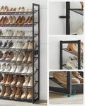 SONGMICS Raft pentru pantofi suprapozabil, pe 8 nivele, din metal, cu rafturi reglabile, pentru 32-40 perechi, 31x 92x163cm, negru