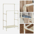 SONGMICS Raft de haine din metal, cu 2 bare de haine si 1 raft, maxim 70 kg, industrial, 45x83x157cm, alb