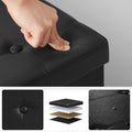 SONGMICS Taburet pliabil cu sezut moale, spatiu de depozitare 80litri, maxim 300kg, 76x38x38cm, negru