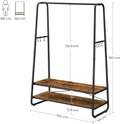 VASAGLE Raft pentru haine cu suport pentru pantofi, 2 polite, 6 carlige laterale, 45x100x160cm, maro rustic