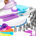 Set patiserie cu platou rotativ, 137 piese cu sabloane pentru ornarea prajiturilor