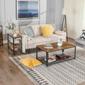 VASAGLE Masa de cafea laterala, cu 3 nivele, cadru din otel, 60x30x60cm, maro rustic