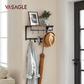 VASAGLE Cuier perete cu 8 carlige si polita, 40x24x24 cm, maro rustic si negru