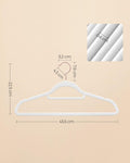 SONGMICS Set de 30 de umerase pentru haine, anti-alunecare cu catifea, bara de cravata si carlig pivotant, 43,5 cm, alb