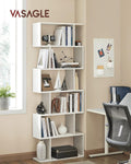 VASAGLE Biblioteca, raft cu 6 unitati de depozitare, pentru living, din lemn, 24x190x70cm, alb